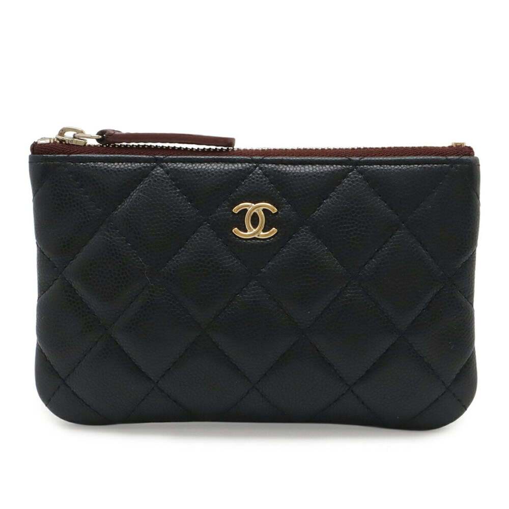 CHANEL Black Caviar Leather Logo Pouch - Picture 1 of 8